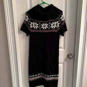 Cato Short Sleeve Sweater Dress with Cowl Neck-Size Small